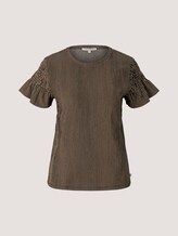 Gestreiftes T-Shirt mit Rüschenärmel - Frauen - black beige structured stripe Gestreiftes T-Shirt mit Rüschenärmel - Frauen - black beige structured stripe - 7 - TOM TAILOR Denim