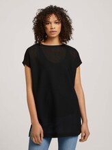 Langes T-Shirt mit Schlitzen - Frauen - deep black Langes T-Shirt mit Schlitzen - Frauen - deep black - 1 - TOM TAILOR Denim
