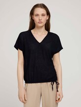 Strukturiertes T-Shirt mit Tunnelzug - Frauen - deep black Strukturiertes T-Shirt mit Tunnelzug - Frauen - deep black - 1 - TOM TAILOR Denim