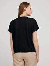 Strukturiertes T-Shirt mit Tunnelzug - Frauen - deep black Strukturiertes T-Shirt mit Tunnelzug - Frauen - deep black - 2 - TOM TAILOR Denim