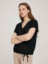 Strukturiertes T-Shirt mit Tunnelzug - Frauen - deep black Strukturiertes T-Shirt mit Tunnelzug - Frauen - deep black - 5 - TOM TAILOR Denim
