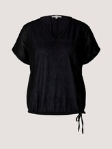 Strukturiertes T-Shirt mit Tunnelzug - Frauen - deep black Strukturiertes T-Shirt mit Tunnelzug - Frauen - deep black - 7 - TOM TAILOR Denim