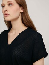 Strukturiertes T-Shirt mit Tunnelzug - Frauen - deep black Strukturiertes T-Shirt mit Tunnelzug - Frauen - deep black - 9 - TOM TAILOR Denim