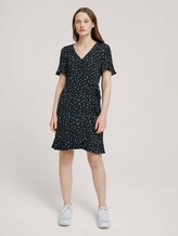 gemustertes Mini Wickelkleid - Frauen - black minimal flower print gemustertes Mini Wickelkleid - Frauen - black minimal flower print - 1 - TOM TAILOR Denim