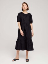 Volant Midikleid mit Bio-Baumwolle - Frauen - deep black Volant Midikleid mit Bio-Baumwolle - Frauen - deep black - 1 - TOM TAILOR Denim