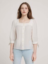 Carree-Ausschnitt Bluse mit Bio-Baumwolle - Frauen - Gardenia White Carree-Ausschnitt Bluse mit Bio-Baumwolle - Frauen - Gardenia White - 1 - TOM TAILOR Denim