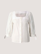 Carree-Ausschnitt Bluse mit Bio-Baumwolle - Frauen - Gardenia White Carree-Ausschnitt Bluse mit Bio-Baumwolle - Frauen - Gardenia White - 7 - TOM TAILOR Denim
