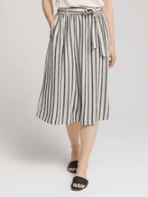 Leinen Midirock mit Bindegürtel - Frauen - black beige stripe Leinen Midirock mit Bindegürtel - Frauen - black beige stripe - 1 - TOM TAILOR Denim