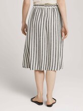 Leinen Midirock mit Bindegürtel - Frauen - black beige stripe Leinen Midirock mit Bindegürtel - Frauen - black beige stripe - 2 - TOM TAILOR Denim