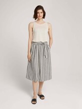 Leinen Midirock mit Bindegürtel - Frauen - black beige stripe Leinen Midirock mit Bindegürtel - Frauen - black beige stripe - 3 - TOM TAILOR Denim