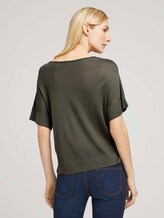 Gestricktes T-Shirt mit kurzen Schlitzen - Frauen - Grape Leaf Green Gestricktes T-Shirt mit kurzen Schlitzen - Frauen - Grape Leaf Green - 2 - TOM TAILOR