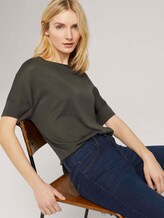 Gestricktes T-Shirt mit kurzen Schlitzen - Frauen - Grape Leaf Green Gestricktes T-Shirt mit kurzen Schlitzen - Frauen - Grape Leaf Green - 5 - TOM TAILOR