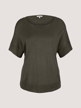 Gestricktes T-Shirt mit kurzen Schlitzen - Frauen - Grape Leaf Green Gestricktes T-Shirt mit kurzen Schlitzen - Frauen - Grape Leaf Green - 7 - TOM TAILOR