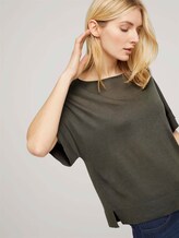 Gestricktes T-Shirt mit kurzen Schlitzen - Frauen - Grape Leaf Green Gestricktes T-Shirt mit kurzen Schlitzen - Frauen - Grape Leaf Green - 9 - TOM TAILOR