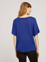 Gestricktes T-Shirt mit kurzen Schlitzen - Frauen - anemone blue Gestricktes T-Shirt mit kurzen Schlitzen - Frauen - anemone blue - 2 - TOM TAILOR