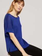 Gestricktes T-Shirt mit kurzen Schlitzen - Frauen - anemone blue Gestricktes T-Shirt mit kurzen Schlitzen - Frauen - anemone blue - 5 - TOM TAILOR