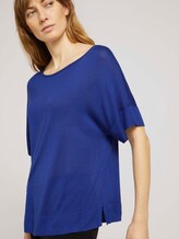 Gestricktes T-Shirt mit kurzen Schlitzen - Frauen - anemone blue Gestricktes T-Shirt mit kurzen Schlitzen - Frauen - anemone blue - 9 - TOM TAILOR