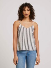 Spaghetti top with linen - Women - black beige stripe Spaghetti top with linen - Women - black beige stripe - 1 - TOM TAILOR Denim
