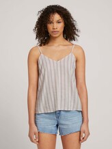 Spaghetti Top mit Leinen - Frauen - brown beige stripe Spaghetti Top mit Leinen - Frauen - brown beige stripe - 1 - TOM TAILOR Denim