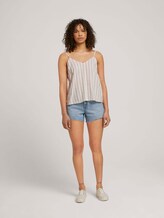 Spaghetti Top mit Leinen - Frauen - brown beige stripe Spaghetti Top mit Leinen - Frauen - brown beige stripe - 3 - TOM TAILOR Denim