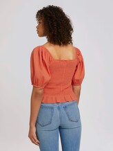 Rüschen Bluse mit Bio-Baumwolle - Frauen - sundown coral Rüschen Bluse mit Bio-Baumwolle - Frauen - sundown coral - 2 - TOM TAILOR Denim