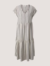 Kurzarm Volant Midikleid mit Leinen - Frauen - black beige stripe Kurzarm Volant Midikleid mit Leinen - Frauen - black beige stripe - 7 - TOM TAILOR Denim