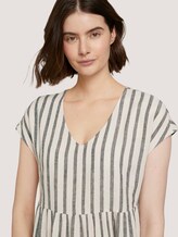Kurzarm Volant Midikleid mit Leinen - Frauen - black beige stripe Kurzarm Volant Midikleid mit Leinen - Frauen - black beige stripe - 9 - TOM TAILOR Denim