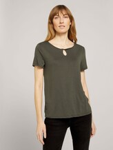 T-Shirt mit Knotendetail - Frauen - Grape Leaf Green T-Shirt mit Knotendetail - Frauen - Grape Leaf Green - 1 - TOM TAILOR