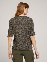 Geknöpftes T-Shirt in Knitteroptik - Frauen - khaki white outline leaves Geknöpftes T-Shirt in Knitteroptik - Frauen - khaki white outline leaves - 2 - TOM TAILOR