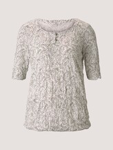 Geknöpftes T-Shirt in Knitteroptik - Frauen - white khaki outline leaves Geknöpftes T-Shirt in Knitteroptik - Frauen - white khaki outline leaves - 7 - TOM TAILOR