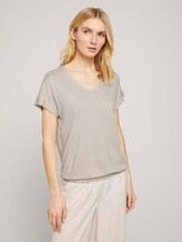Strukturiertes T-Shirt mit elastischem Bund - Frauen - linen offwhite structure Strukturiertes T-Shirt mit elastischem Bund - Frauen - linen offwhite structure - 1 - TOM TAILOR