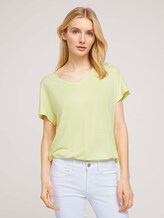 Strukturiertes T-Shirt mit elastischem Bund - Frauen - celery offwhite structure Strukturiertes T-Shirt mit elastischem Bund - Frauen - celery offwhite structure - 1 - TOM TAILOR