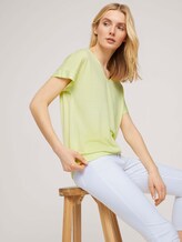 Strukturiertes T-Shirt mit elastischem Bund - Frauen - celery offwhite structure Strukturiertes T-Shirt mit elastischem Bund - Frauen - celery offwhite structure - 5 - TOM TAILOR