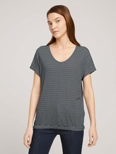 Strukturiertes T-Shirt mit elastischem Bund - Frauen - black white structure Strukturiertes T-Shirt mit elastischem Bund - Frauen - black white structure - 1 - TOM TAILOR