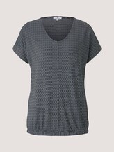 Strukturiertes T-Shirt mit elastischem Bund - Frauen - black white structure Strukturiertes T-Shirt mit elastischem Bund - Frauen - black white structure - 7 - TOM TAILOR