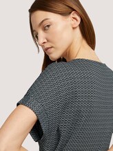 Strukturiertes T-Shirt mit elastischem Bund - Frauen - black white structure Strukturiertes T-Shirt mit elastischem Bund - Frauen - black white structure - 9 - TOM TAILOR