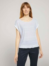 Elastisches T-Shirt mit Strukturmuster - Frauen - Whisper White Elastisches T-Shirt mit Strukturmuster - Frauen - Whisper White - 1 - TOM TAILOR