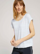 Elastisches T-Shirt mit Strukturmuster - Frauen - Whisper White Elastisches T-Shirt mit Strukturmuster - Frauen - Whisper White - 5 - TOM TAILOR