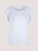 Elastisches T-Shirt mit Strukturmuster - Frauen - Whisper White Elastisches T-Shirt mit Strukturmuster - Frauen - Whisper White - 7 - TOM TAILOR
