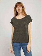 Elastisches T-Shirt mit Strukturmuster - Frauen - Grape Leaf Green Elastisches T-Shirt mit Strukturmuster - Frauen - Grape Leaf Green - 1 - TOM TAILOR