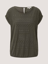 Elastisches T-Shirt mit Strukturmuster - Frauen - Grape Leaf Green Elastisches T-Shirt mit Strukturmuster - Frauen - Grape Leaf Green - 7 - TOM TAILOR