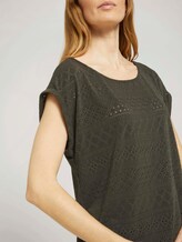 Elastisches T-Shirt mit Strukturmuster - Frauen - Grape Leaf Green Elastisches T-Shirt mit Strukturmuster - Frauen - Grape Leaf Green - 9 - TOM TAILOR