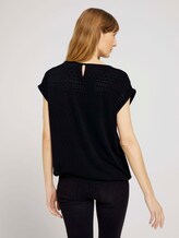 Elastisches T-Shirt mit Strukturmuster - Frauen - deep black Elastisches T-Shirt mit Strukturmuster - Frauen - deep black - 2 - TOM TAILOR