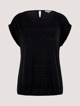 Elastisches T-Shirt mit Strukturmuster - Frauen - deep black Elastisches T-Shirt mit Strukturmuster - Frauen - deep black - 7 - TOM TAILOR