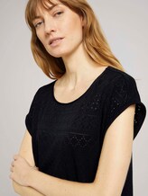 Elastisches T-Shirt mit Strukturmuster - Frauen - deep black Elastisches T-Shirt mit Strukturmuster - Frauen - deep black - 9 - TOM TAILOR