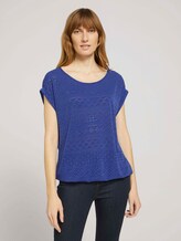 Elastisches T-Shirt mit Strukturmuster - Frauen - anemone blue Elastisches T-Shirt mit Strukturmuster - Frauen - anemone blue - 1 - TOM TAILOR