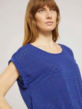 Elastisches T-Shirt mit Strukturmuster - Frauen - anemone blue Elastisches T-Shirt mit Strukturmuster - Frauen - anemone blue - 9 - TOM TAILOR
