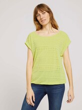 Elastisches T-Shirt mit Strukturmuster - Frauen - celery ice Elastisches T-Shirt mit Strukturmuster - Frauen - celery ice - 1 - TOM TAILOR