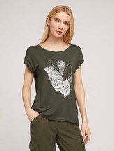 Print T-Shirt mit LENZING™ ECOVERO™ - Frauen - Grape Leaf Green Print T-Shirt mit LENZING™ ECOVERO™ - Frauen - Grape Leaf Green - 1 - TOM TAILOR
