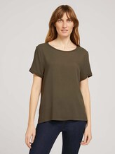 T-Shirt im Materialmix - Frauen - Grape Leaf Green T-Shirt im Materialmix - Frauen - Grape Leaf Green - 1 - TOM TAILOR